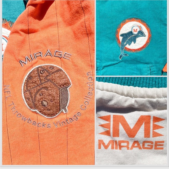 Miami Dolphins NFL Vtg Throwback Collection Mirage Bomber Jacket (L fits M) - Picture 4 of 11